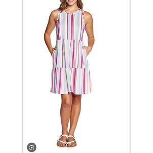 GAP Sleeveless Swing Tank Dress Striped A-line Soft Small Tiered Beach Coast 215